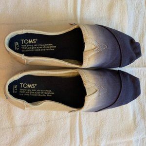 Toms Womens Alpargata slip on shoes. Blue cream/off white ombre. Sz 7.5.
